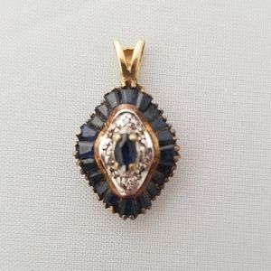SEPTEMBER! Vintage Sapphire & Diamond Pendant Rare